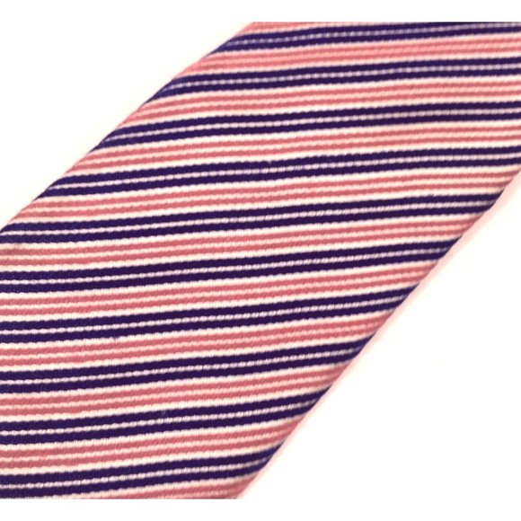 Countess Mara Men's Neck tie Silk pink & navy blue textured 49" x 3.5" - Picture 2 of 4